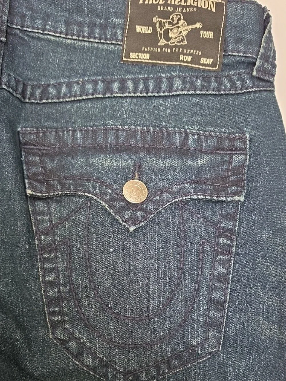 True Religion Geno Relaxed Slim Jeans in Dark Blue Wash - New
